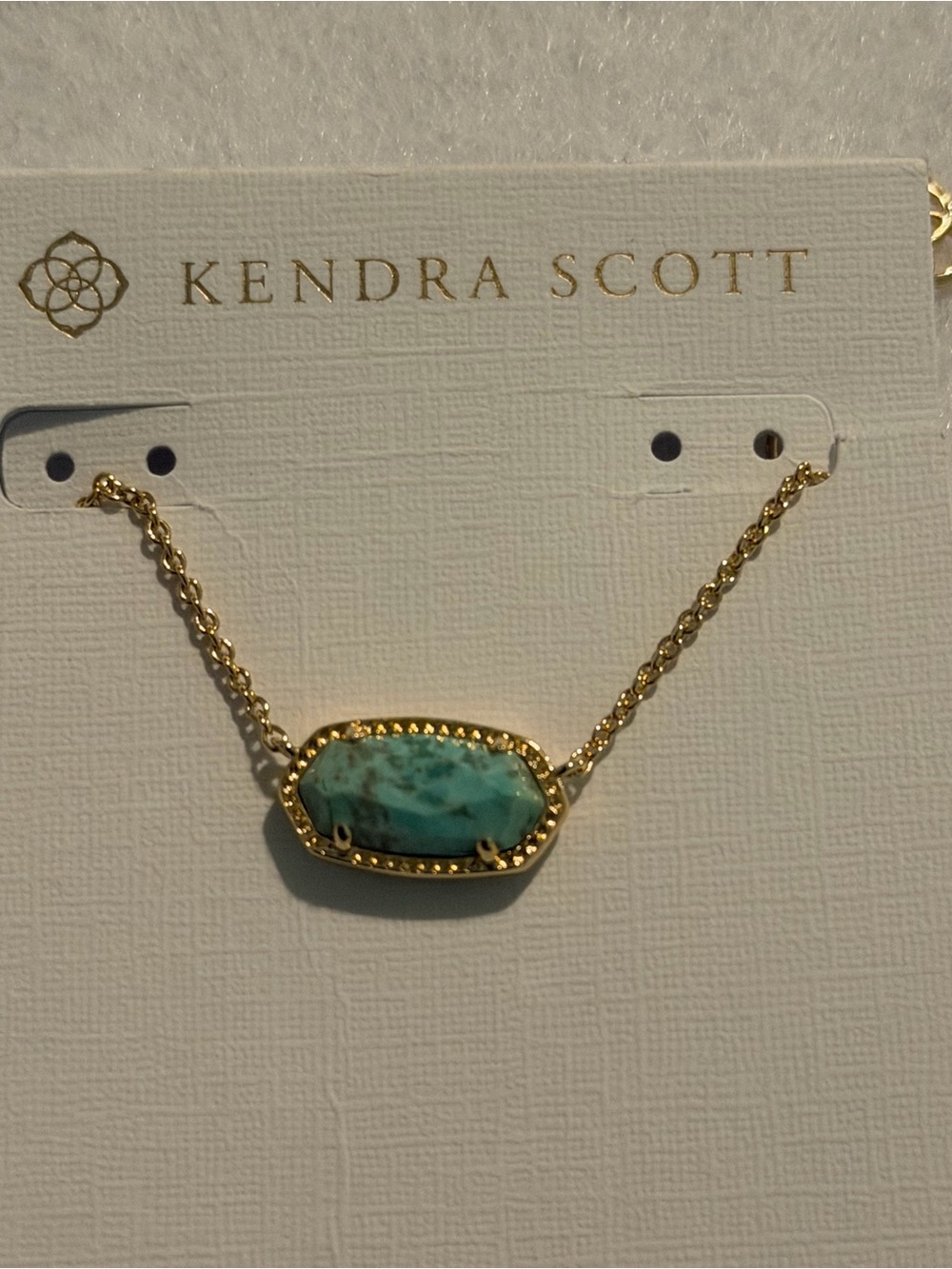 Kendra Scott Gold Chain Necklace with Green Stone Pendant